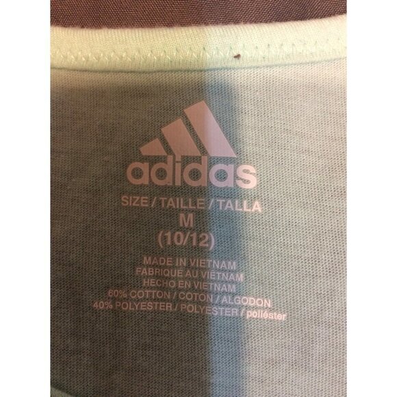 Adidas Racer Back Tank Medium(10-12) Aqua Silver Cotton/Polyester - Picture 3 of 3